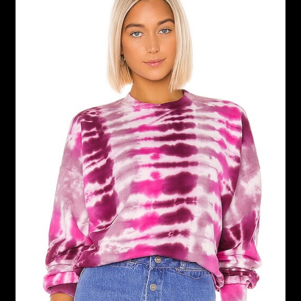 Lovers & friends pink tie dye crew neck sweatshirt